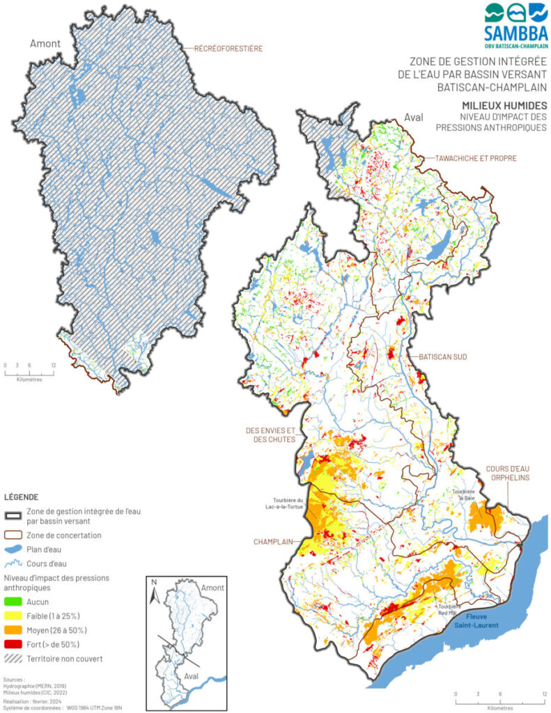 Impacts des pressions anthropiques observées sur les milieux humides dans la ZGIEBV Batiscan-Champlain (Qc).